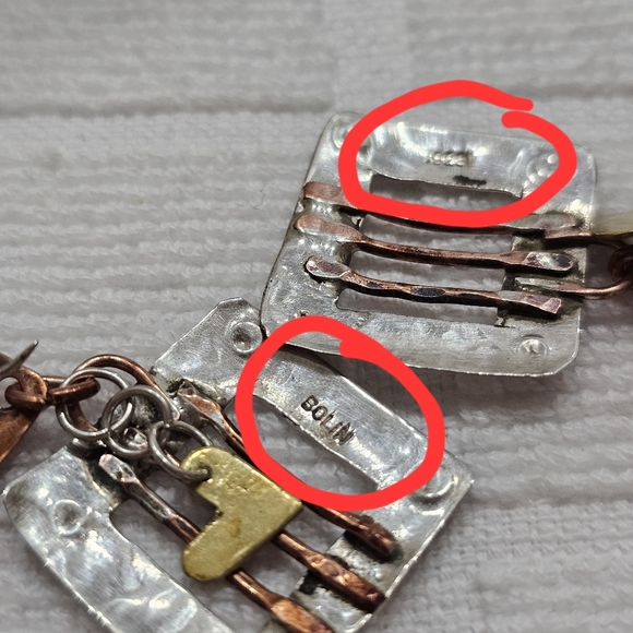 BOLIN “Caged Heart” Mixed Metal Earrings 925 Rare Artisan - Picture 12 of 14